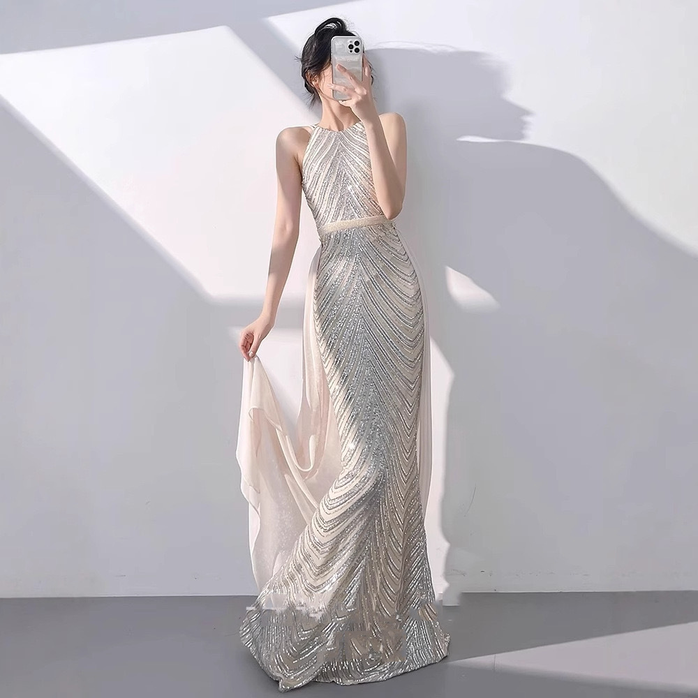 パーティードレス ビジュー ブラック ロング 結婚式 韓国