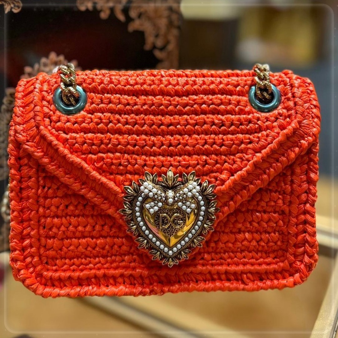 【DOLCE&GABBANA】クロシェ編みラフィア製 デボーションバッグ M