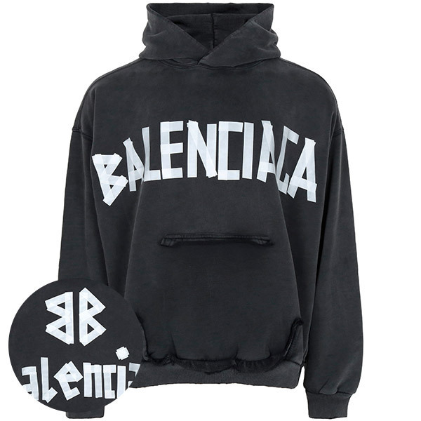Tシャツ・カットソー BALENCIAGA 25SS New Tape Hooded Sweatshirt 744441 TRVK2 1041