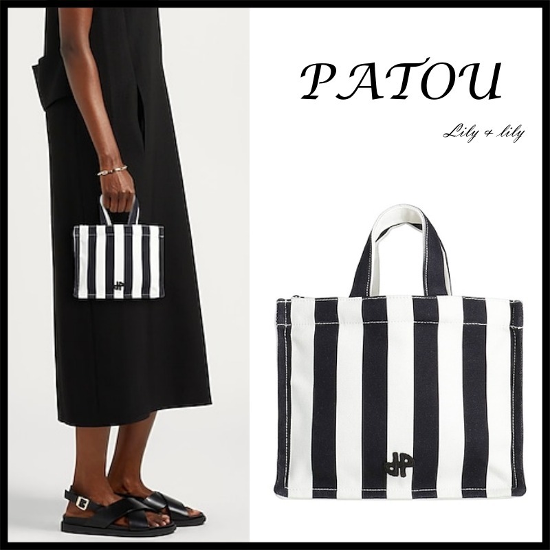 PATOU ◆パトゥ ストライプ コットン トートバッグ◆関税送料込
