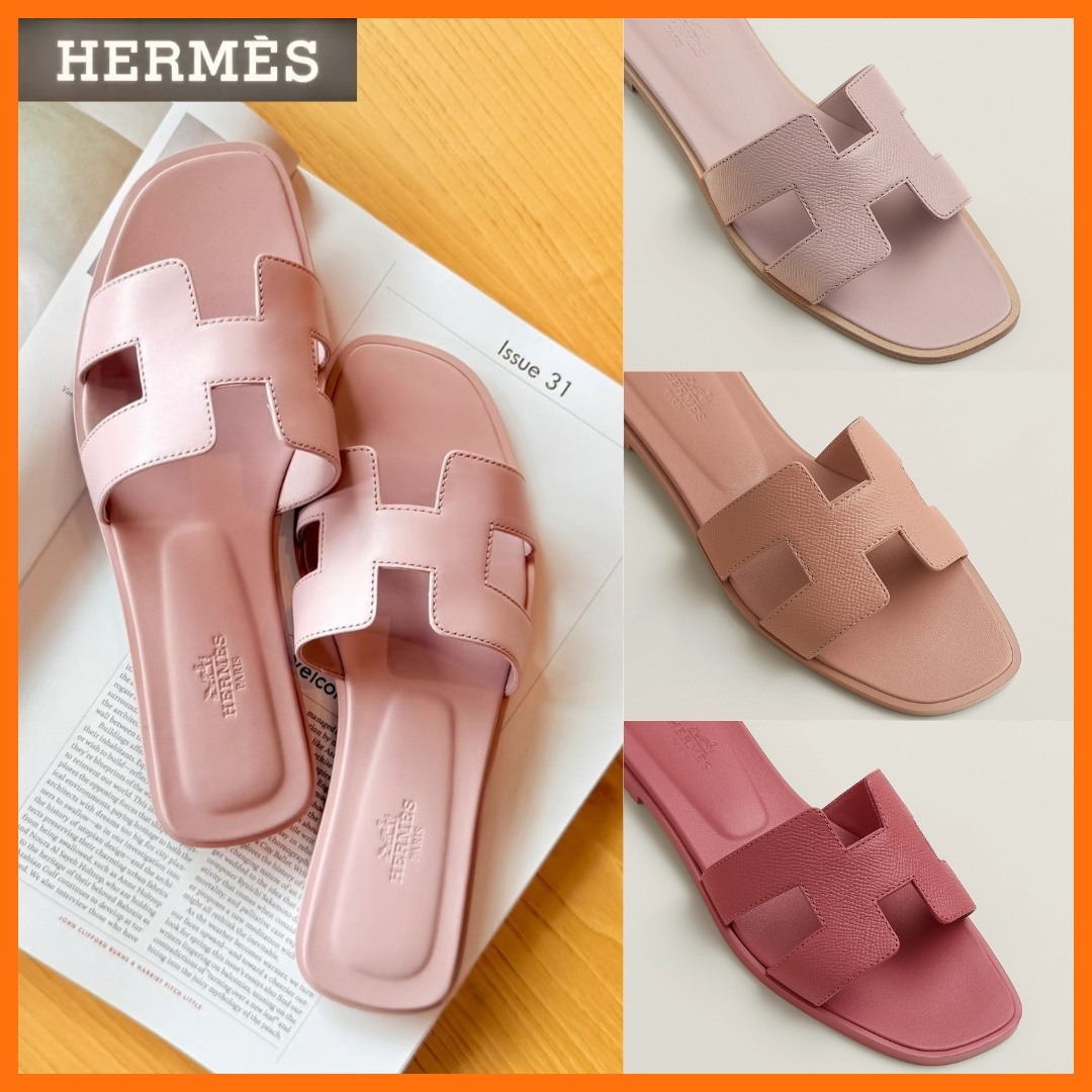 【上品ピンクカラー♪】HERMES Oran 《オラン》フラットサンダル