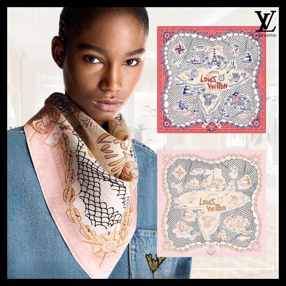 上品☆【Louis Vuitton】カレ70・LVオーシャン トレジャーマップ