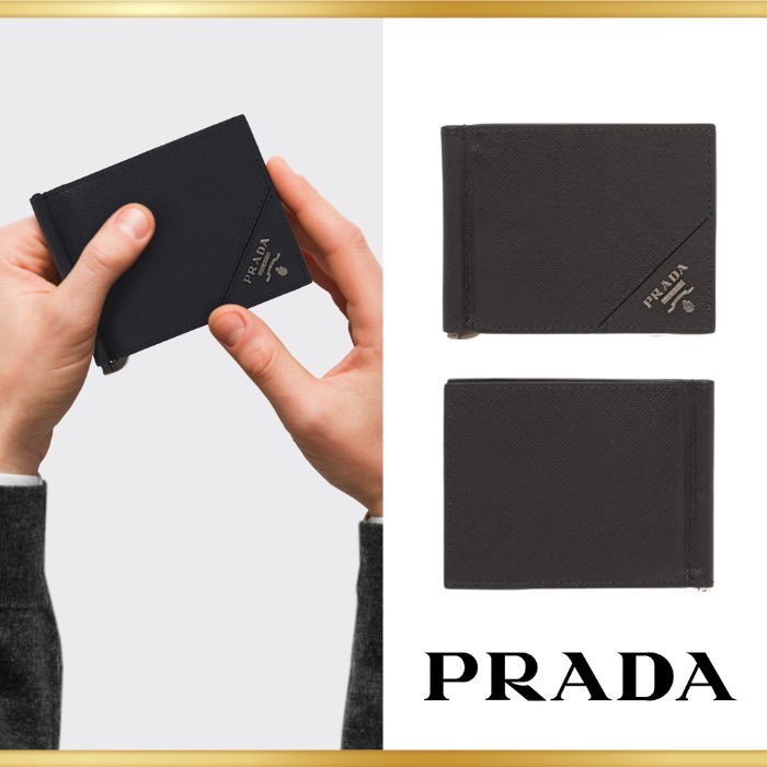【PRADA】プラダ マネークリップ付サフィアーノレザー 財布 人気