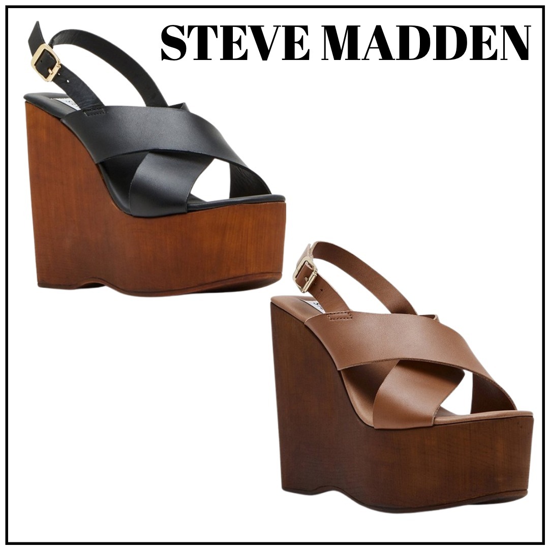 【STEVE MADDEN】Galaxy レザー プラット ウェッジ サンダル