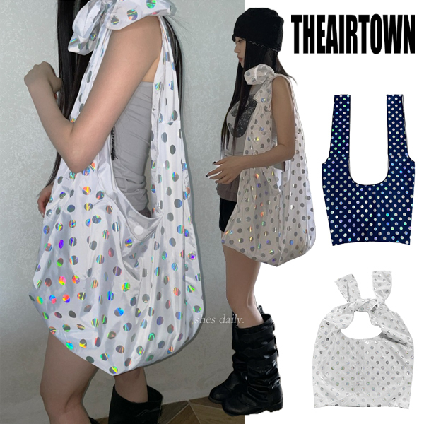 【THEAIRTOWN】Hologram Dot Ribbon Big Shoulder Bag ★