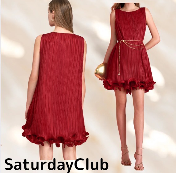 SaturdayClubプリーツウェーブヘムワンピース