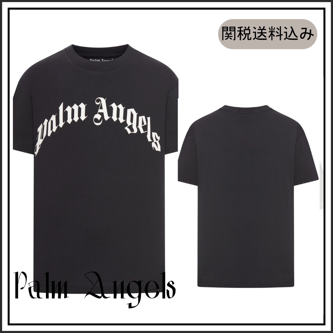 【関税送料込み】PalmAngels カーブドロゴ クルーネック Tシャツ