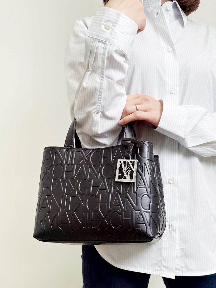 ARMANI EXCHANGE ハンドバッグ ショルダーバッグ 2way 型押 ロゴ