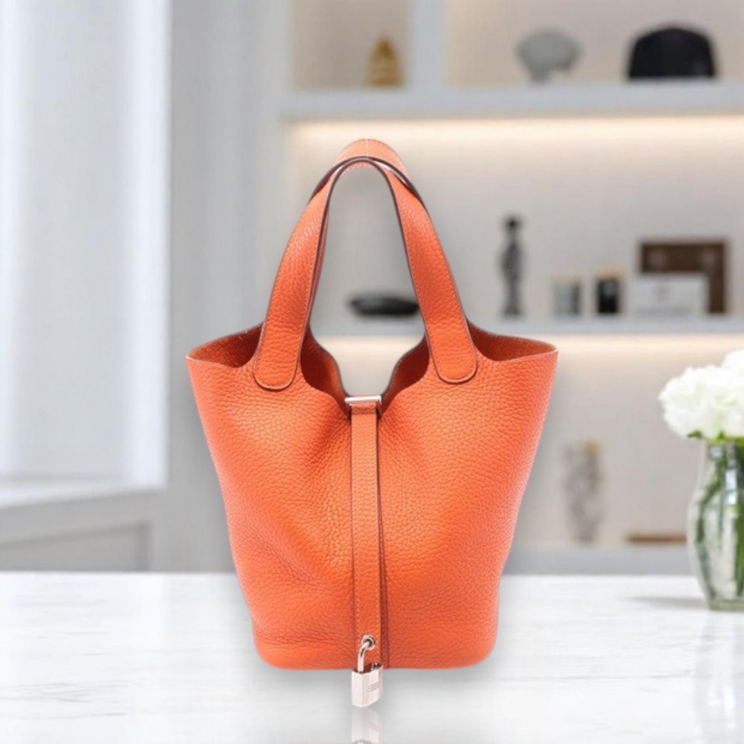 最高峰【HERMES】オレンジ系 ピコタンロックPM ハンドバッグ