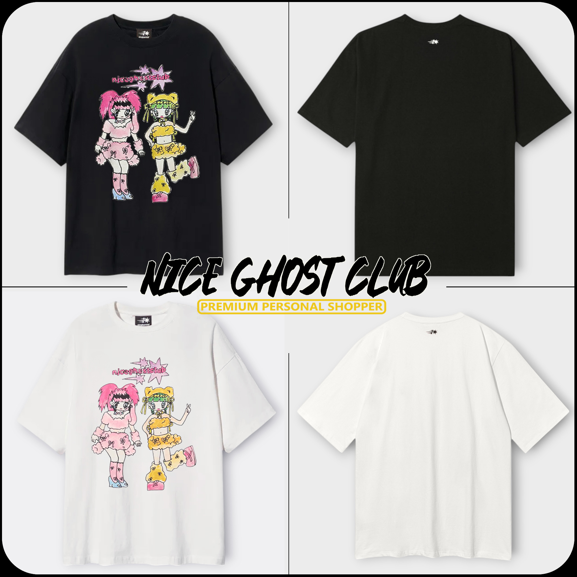 [ NICE GHOST CLUB]★GHOSTSOULGIRL RABBIT&BEAR BIG BIG TEE