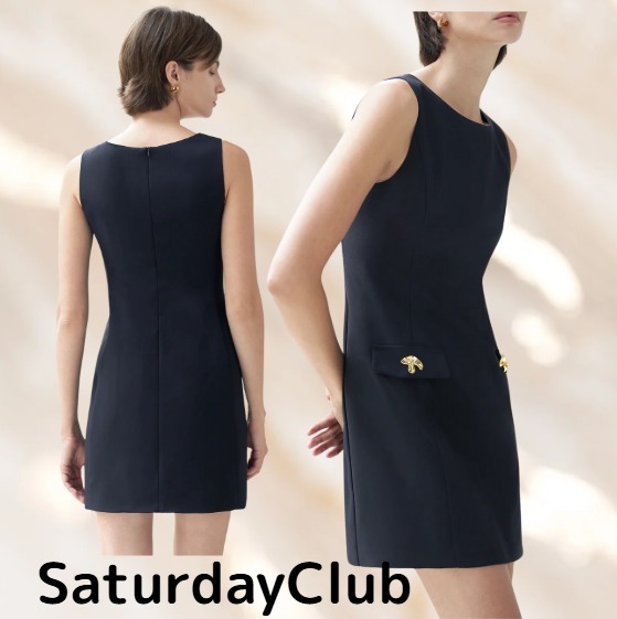 SaturdayClub取り外し可能なケープカラーショートドレス