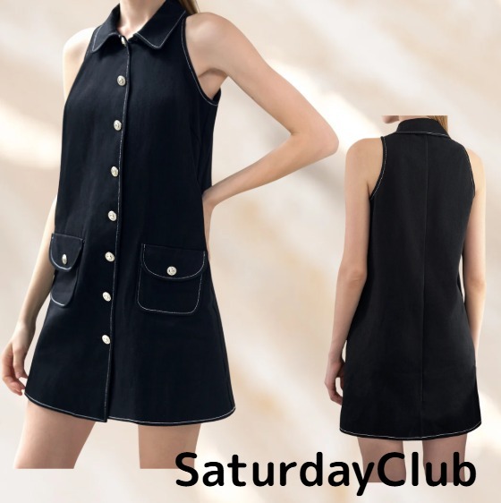 SaturdayClubコントラストトップノースリーブデニムドレス
