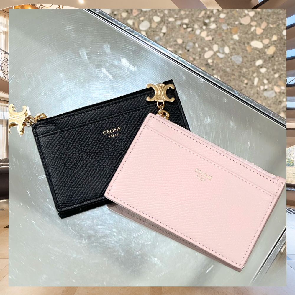 上品【CELINE】ジップ付きカードホルダー トリオンフ チャーム
