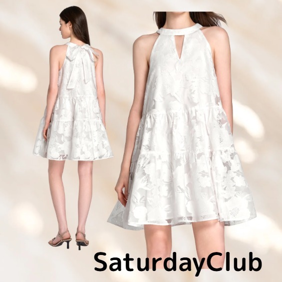 SaturdayClubシアージャガードホルターネックワンピース