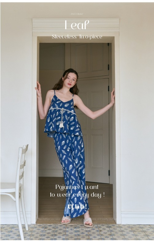【ULLALA】Leaf Nasi Two Piece Deep Blue