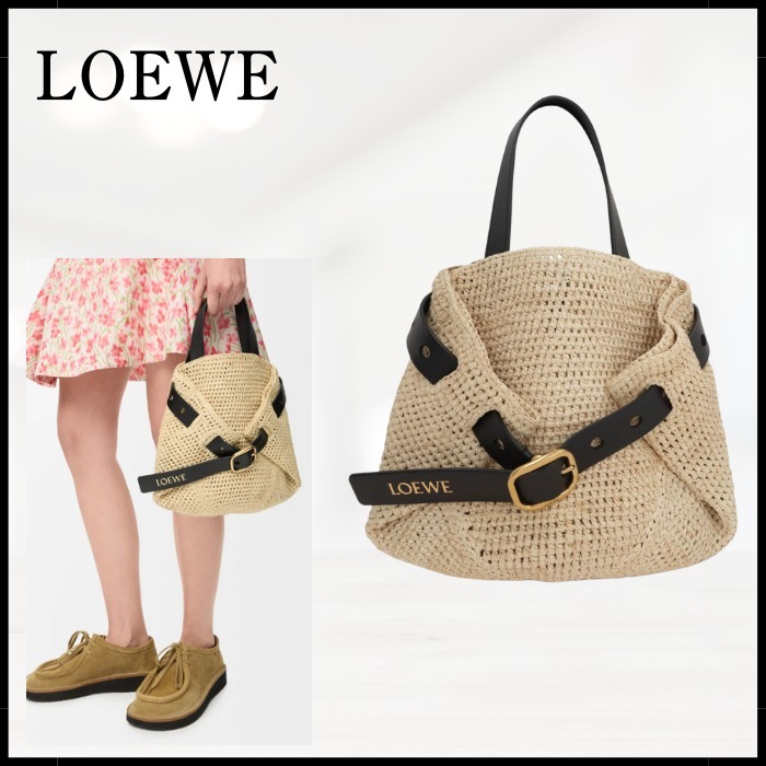 【LOEWE】パンチホール ショッパー ミニ（ラフィア）バッグ