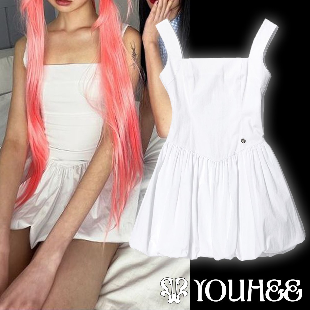 ワンピース [YOUHEE] SQUARE NECK SLEVELESS DRESS WHITE