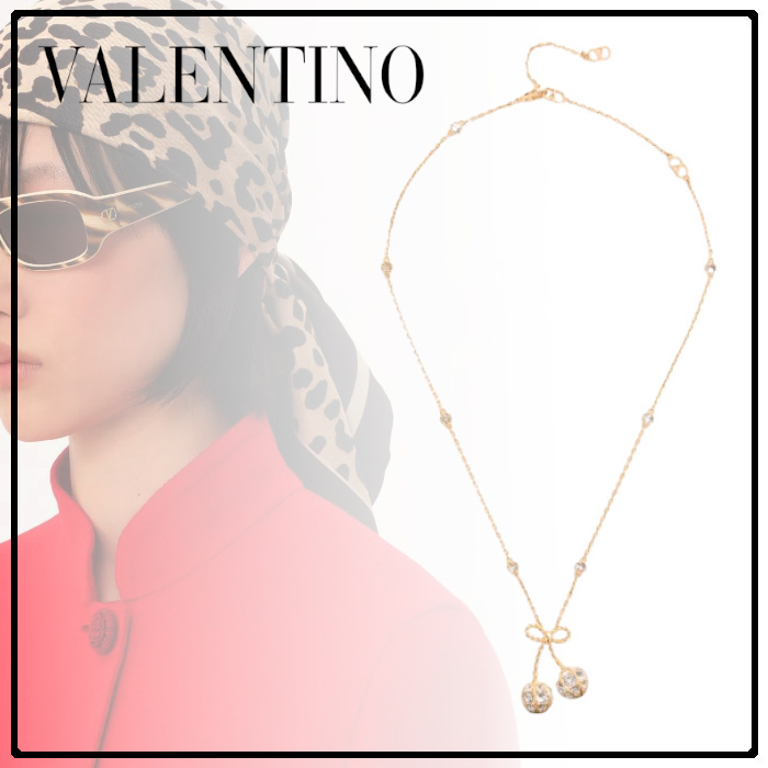 即発【Valentino】チェリフィック メタル クリスタル ネックレス