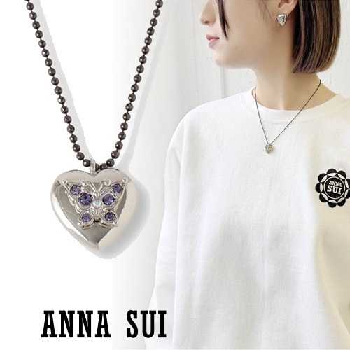 【ANNA SUI】即対応 ハート 蝶モチーフ ネックレス