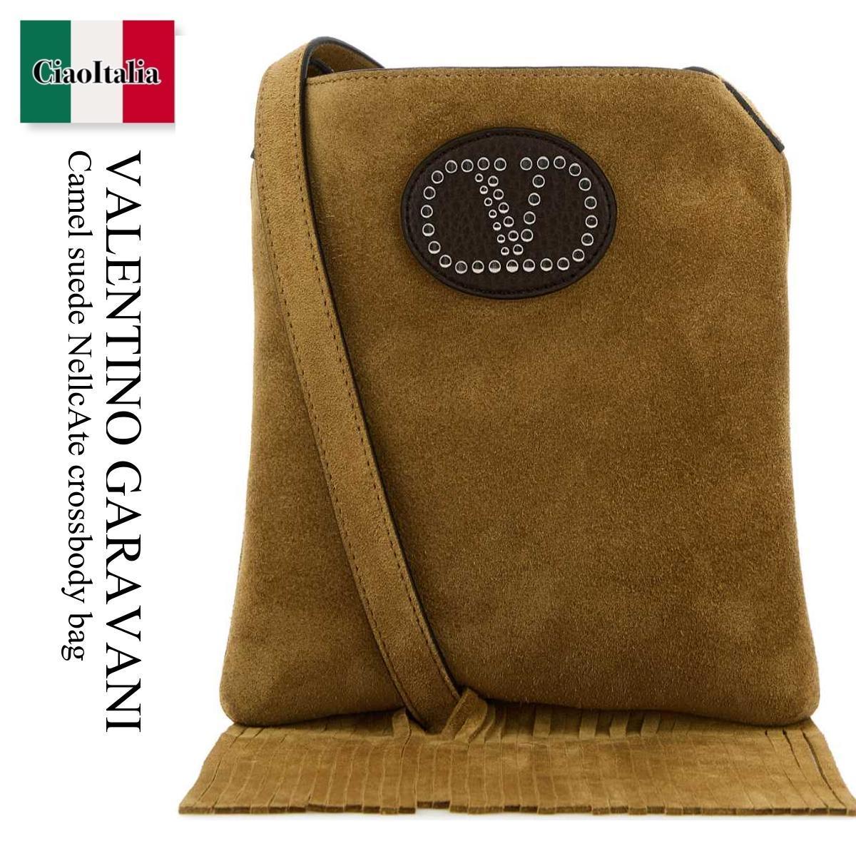 ショルダーバッグ・ポシェット Valentino Garavani Camel Suede Nellcate Crossbody Bag