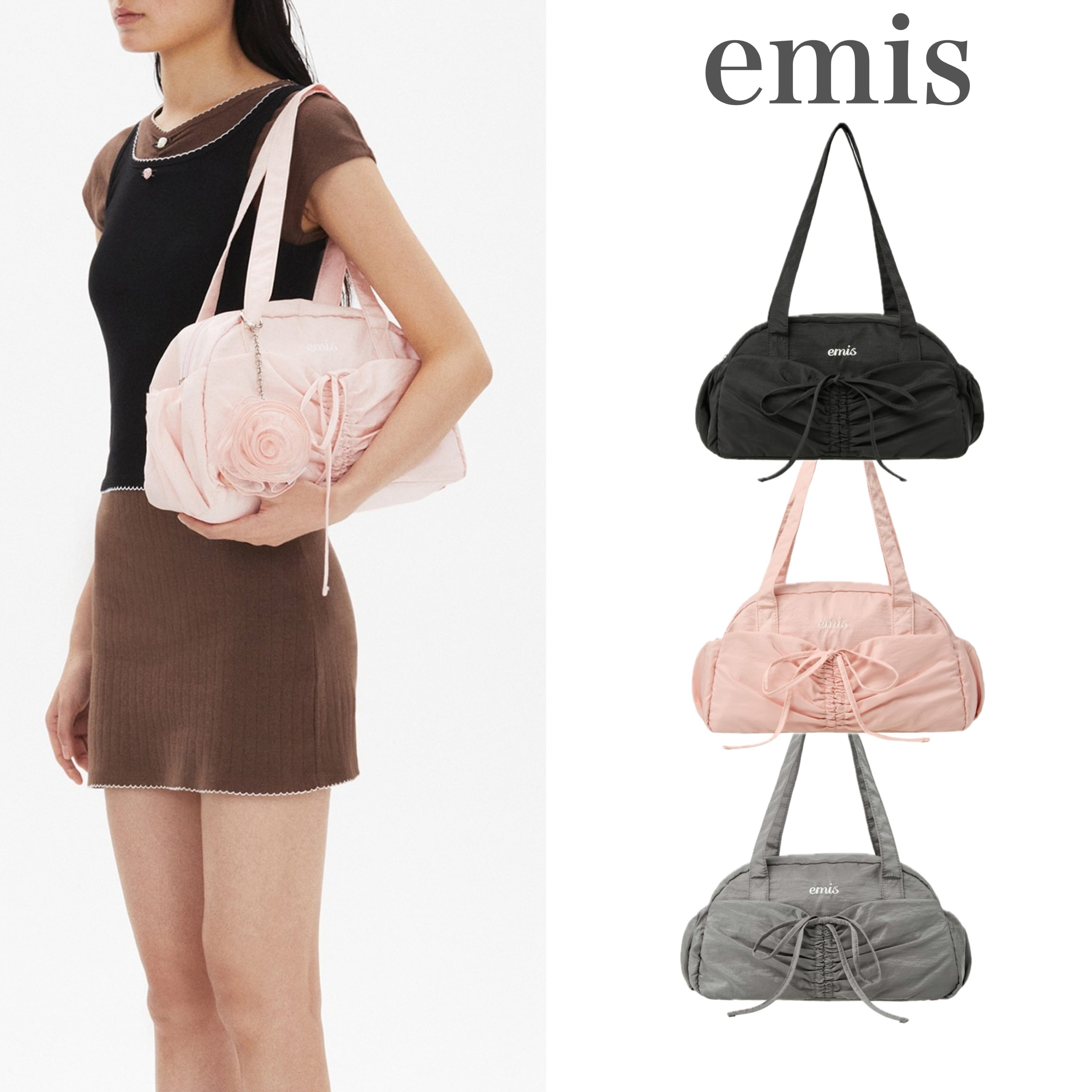 【emis】NYLON SHIRRING POCKET DUFFLE BAG