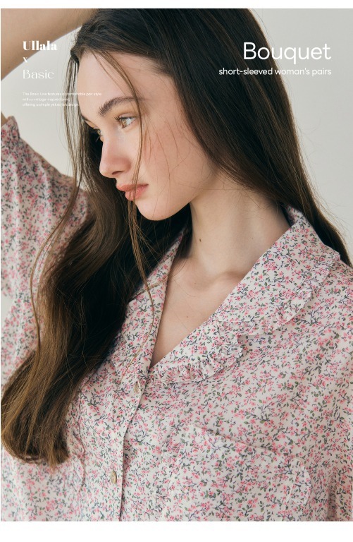【ULLALA】Bouquet short sleeve women's fair ivory