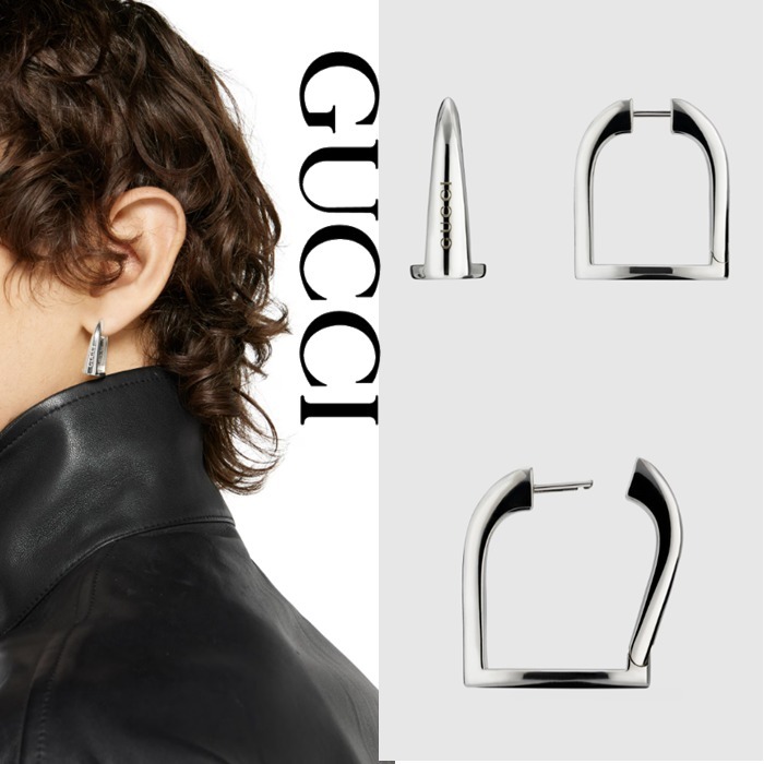 新作【GUCCI】〔グッチ スタッファ〕フープピアス、シルバー