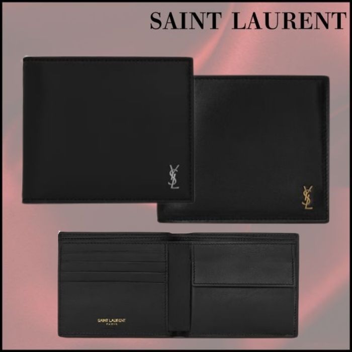 SAINT LAURENT★収納力抜群◎ 2つ折り コンパクト ミニロゴ 財布