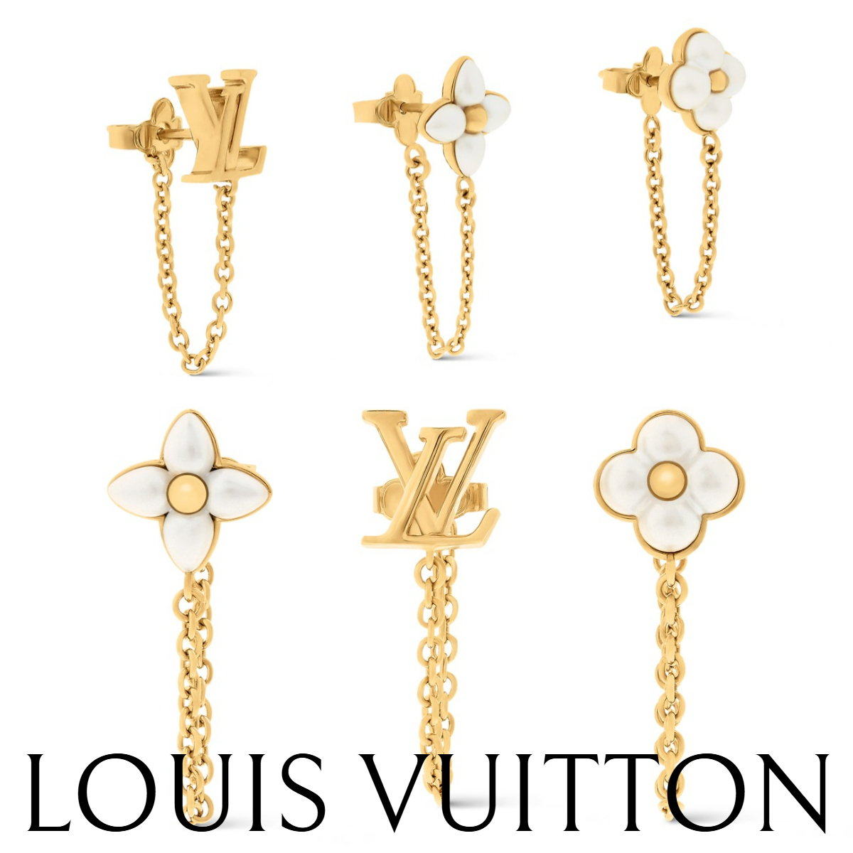 *LV*フローラグラムイヤリング モノグラムピアス ３個SET M03015
