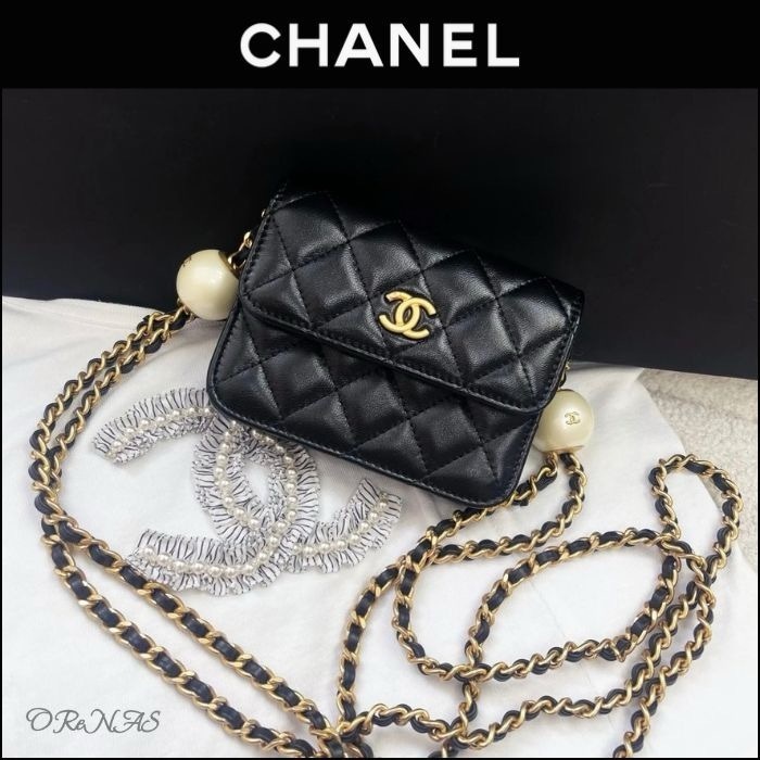 【上品な特別バッグ♪】CHANEL パール付き ミニチェーンバッグ