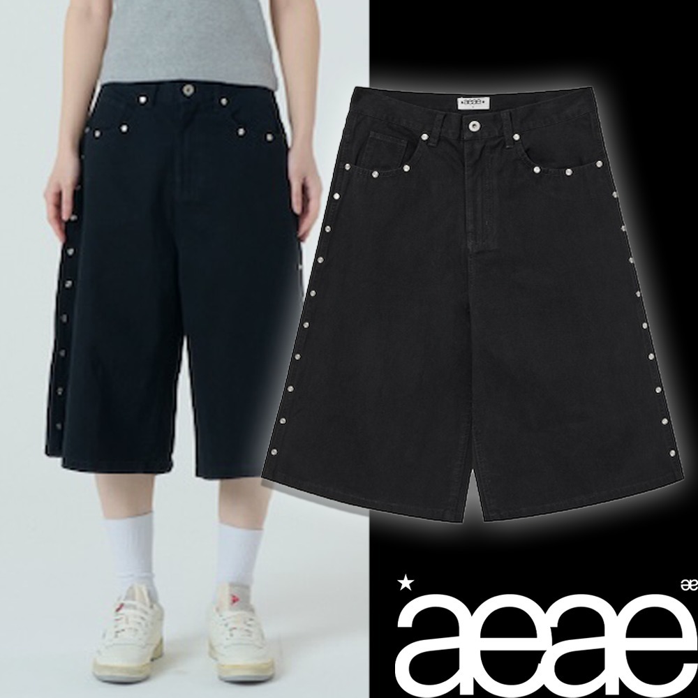 ショートパンツ [AEAE] STUD SHORTS BLACK