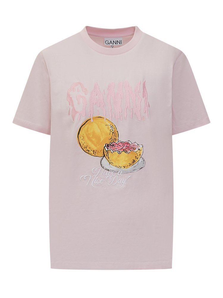 GANNI クラフィックフリントクルネックTシャツ T40063575 868