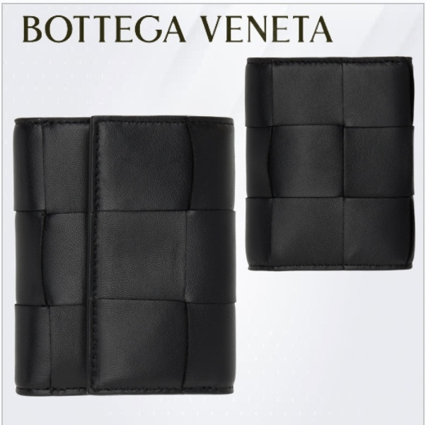 【BOTTEGA VENETA】ブラック 三つ折りジップウォレット