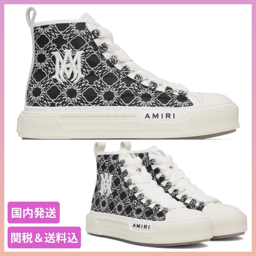 AMIRI MA Quad Court ロゴ ハイカット キャンバス スニーカー