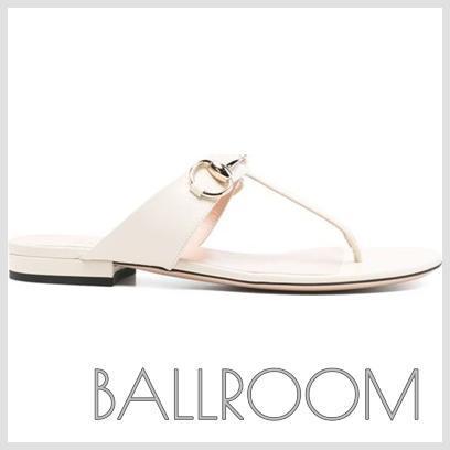 サンダル・ミュール GUCCI LADY HORSEBIT LEATHER THONG SANDALS