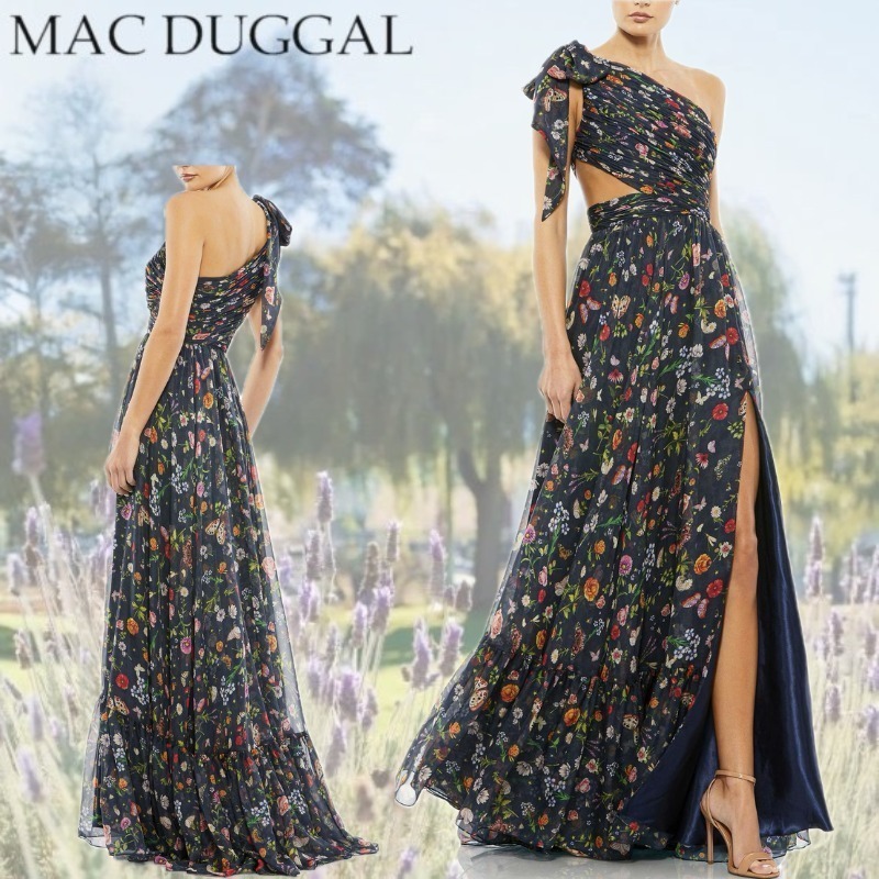【Mac Duggal】ワンショルダーカットアウトフローリーガウン