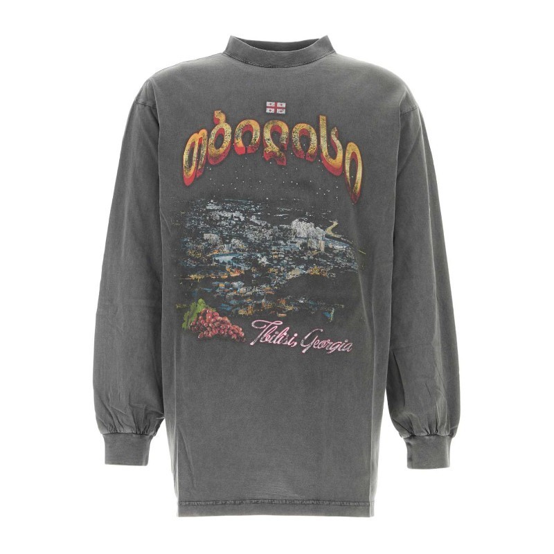 Tシャツ・カットソー BALENCIAGA Charcoal cotton oversize Tbilisi t-shirt