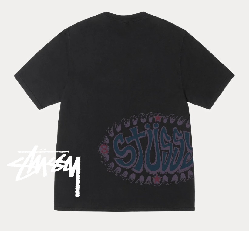 ★米国発*stussy*新作*WAVE OVAL PIGMENT DYED Tシャツ/BLACK★