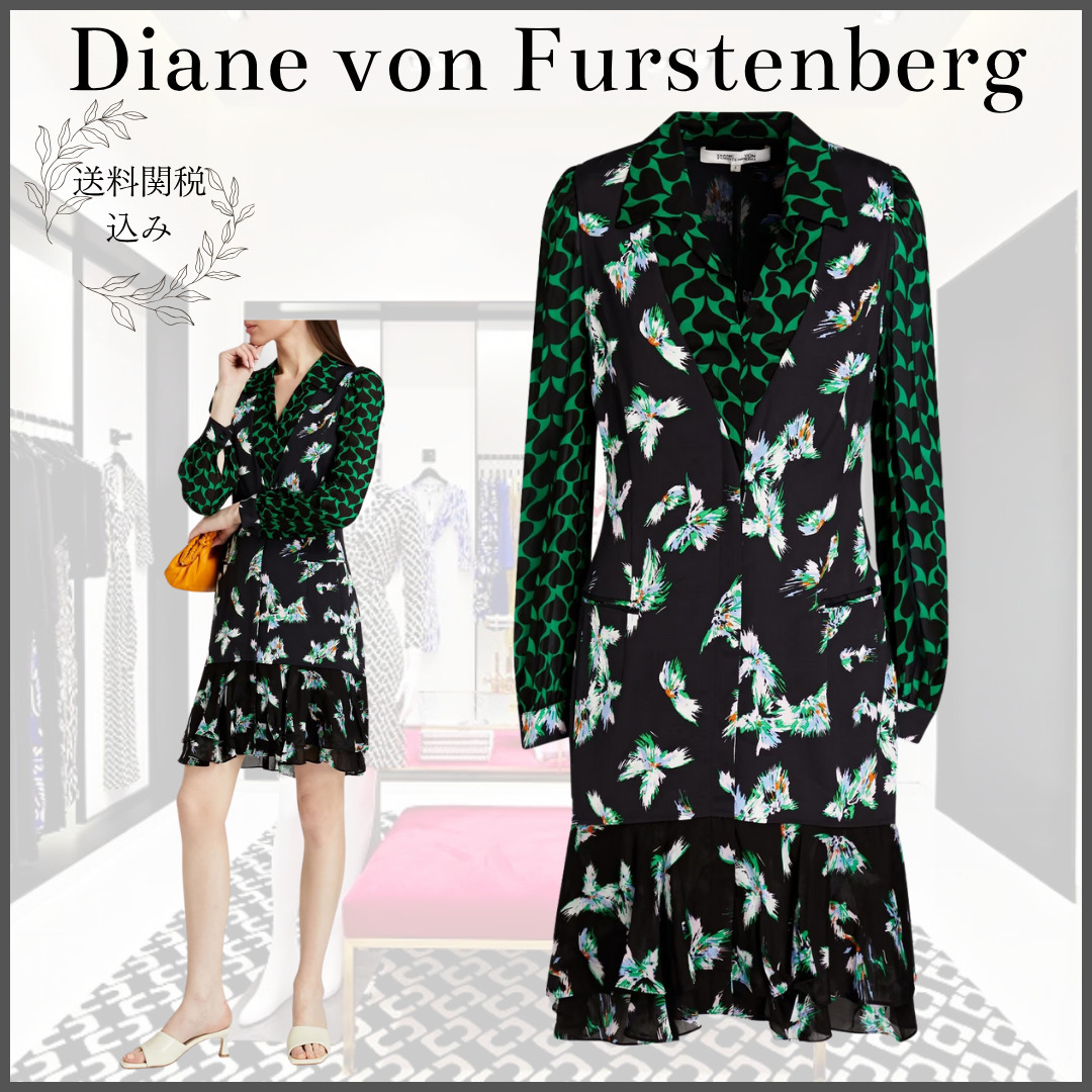 【DIANE VON FURSTENBERG】プリント レイヤードミニワンピース