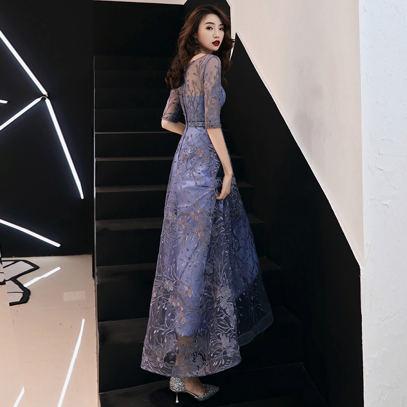 花柄シアーレースロングドレス2色展開