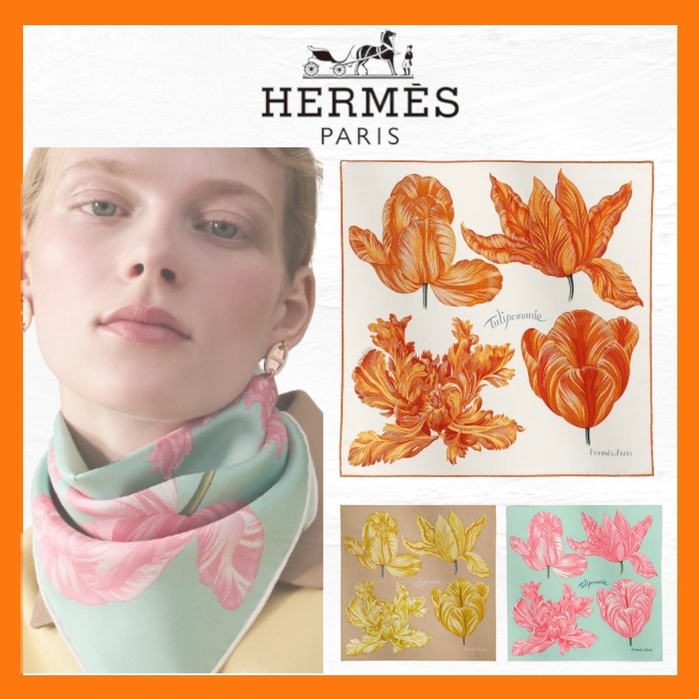 日常に芸術を添える HERMES Gavroche 45 Tulipomanie スカーフ