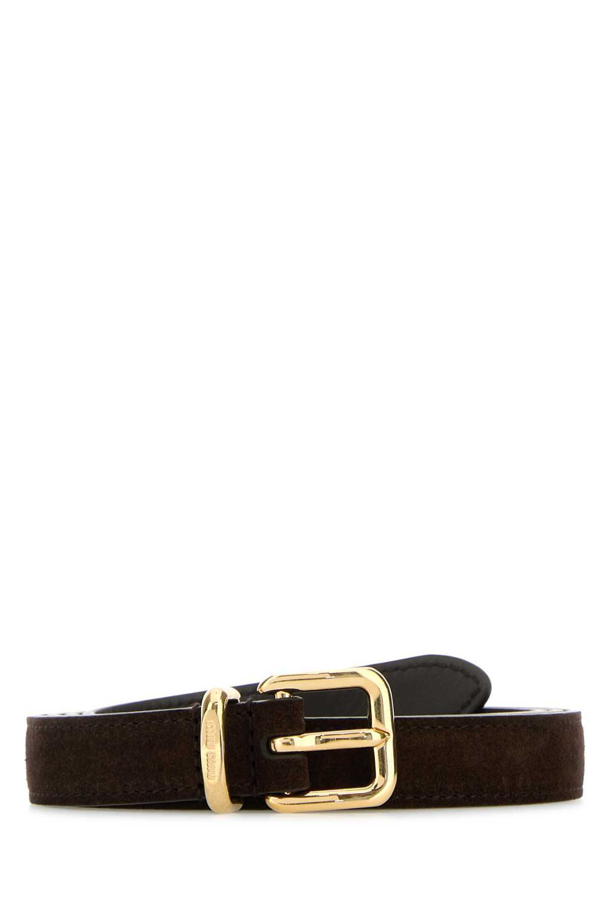【関税&送料込】Miu Miu Dark Brown Suede Belt