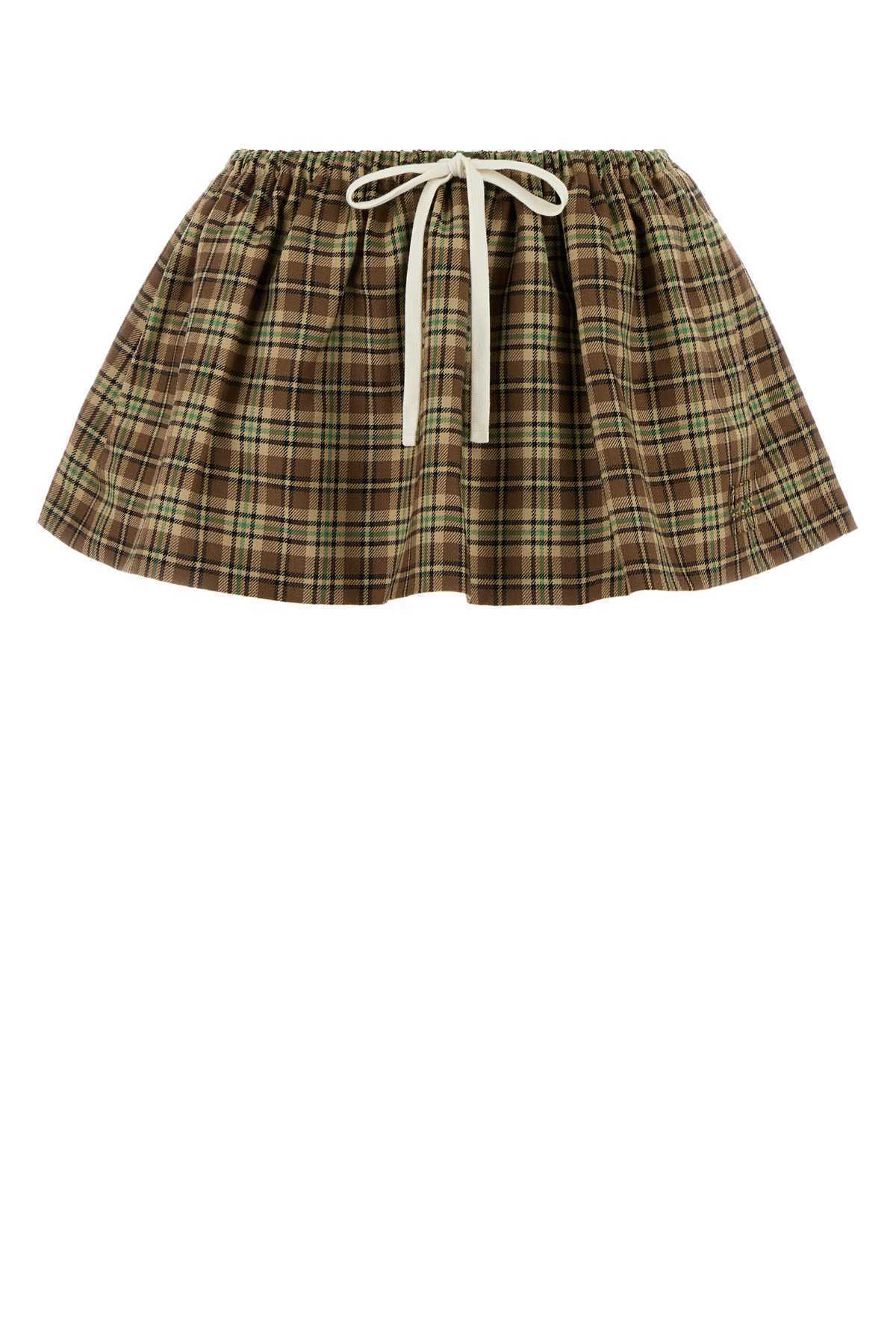 【関税&送料込】Miu Miu Embroidered Wool Mini Skirt