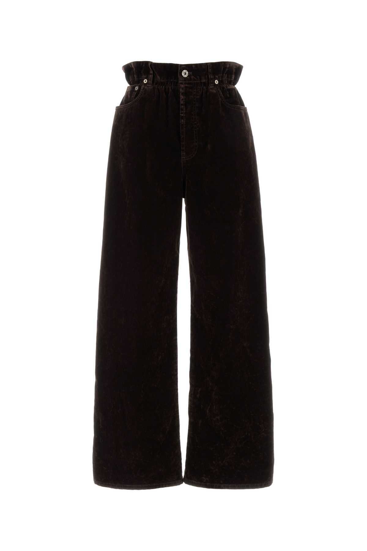 【関税&送料込】Miu Miu Dark Brown Velvet Wide-Leg Pant