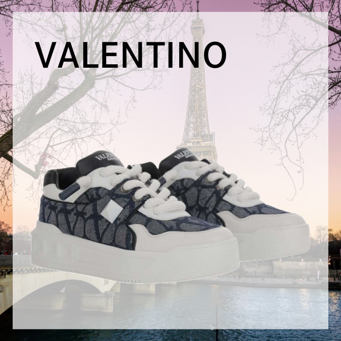 25ss VALENTINO レザー デニム ロゴ スニーカー 6Y2S0G37CWMYDY