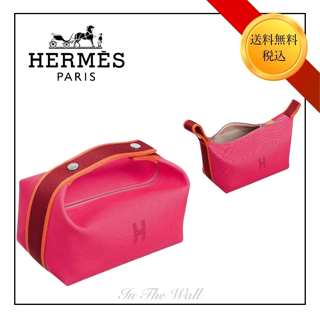 送料込♪【HERMES】Small Bride-A-Brac Case Canvas & Hibiscus