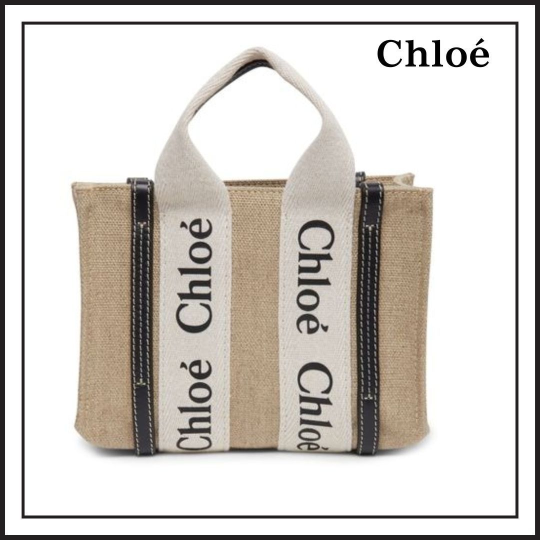 【Chloe】Woody ミニトートバッグ/White Blue