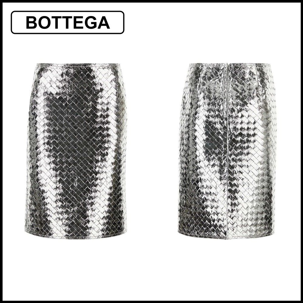 【BOTTEAGA】メタリックエフェクト ハイウエスト スカート