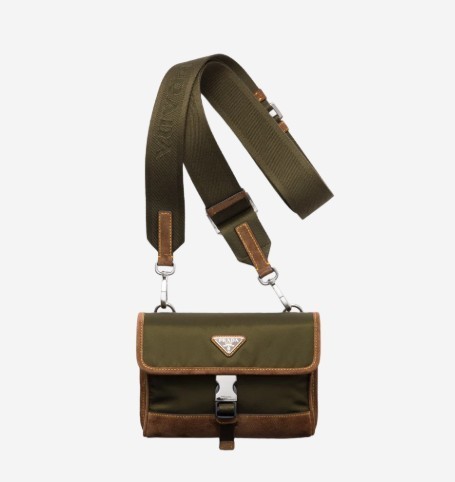 トートバッグ Prada Re-Nylon and Suede Smartphone Case Musk Green Cocoa