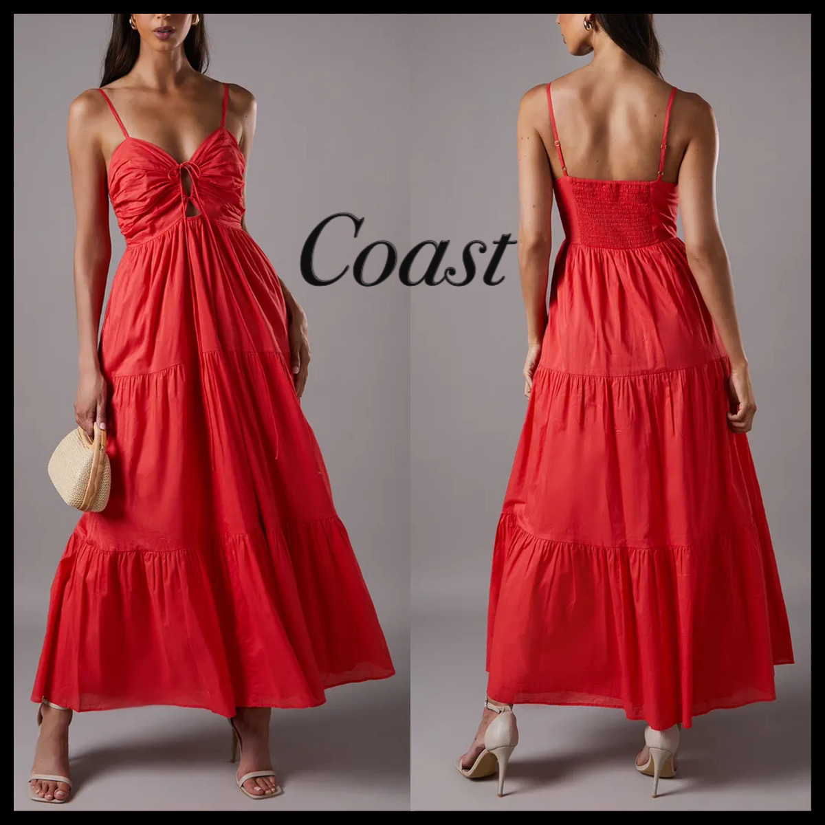 Coast* ダブル ストラップ カットアウト マキシドレスワンピース